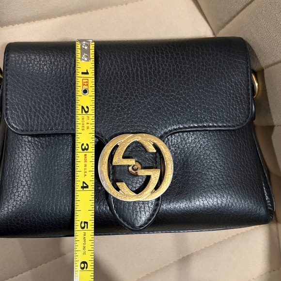 Gucci Crossbody Black Dollar Leather Interlocking GG Chain Bag - Picture 6 of 17
